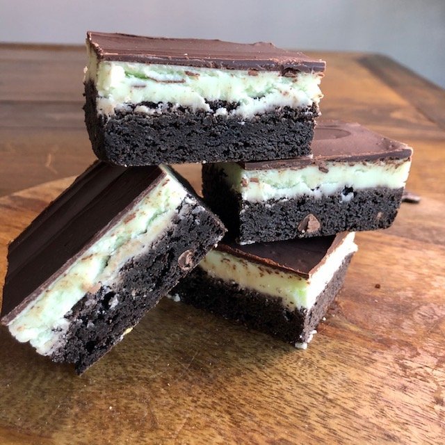 Chocolate mint grasshopper brownies