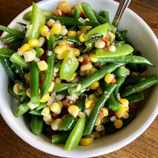Sugar snap pea and grilled corn salad