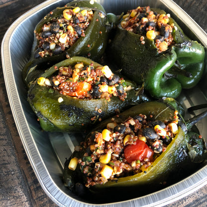 Chile Rellenos with Mild Red Chile Sauce and Cashew Crema