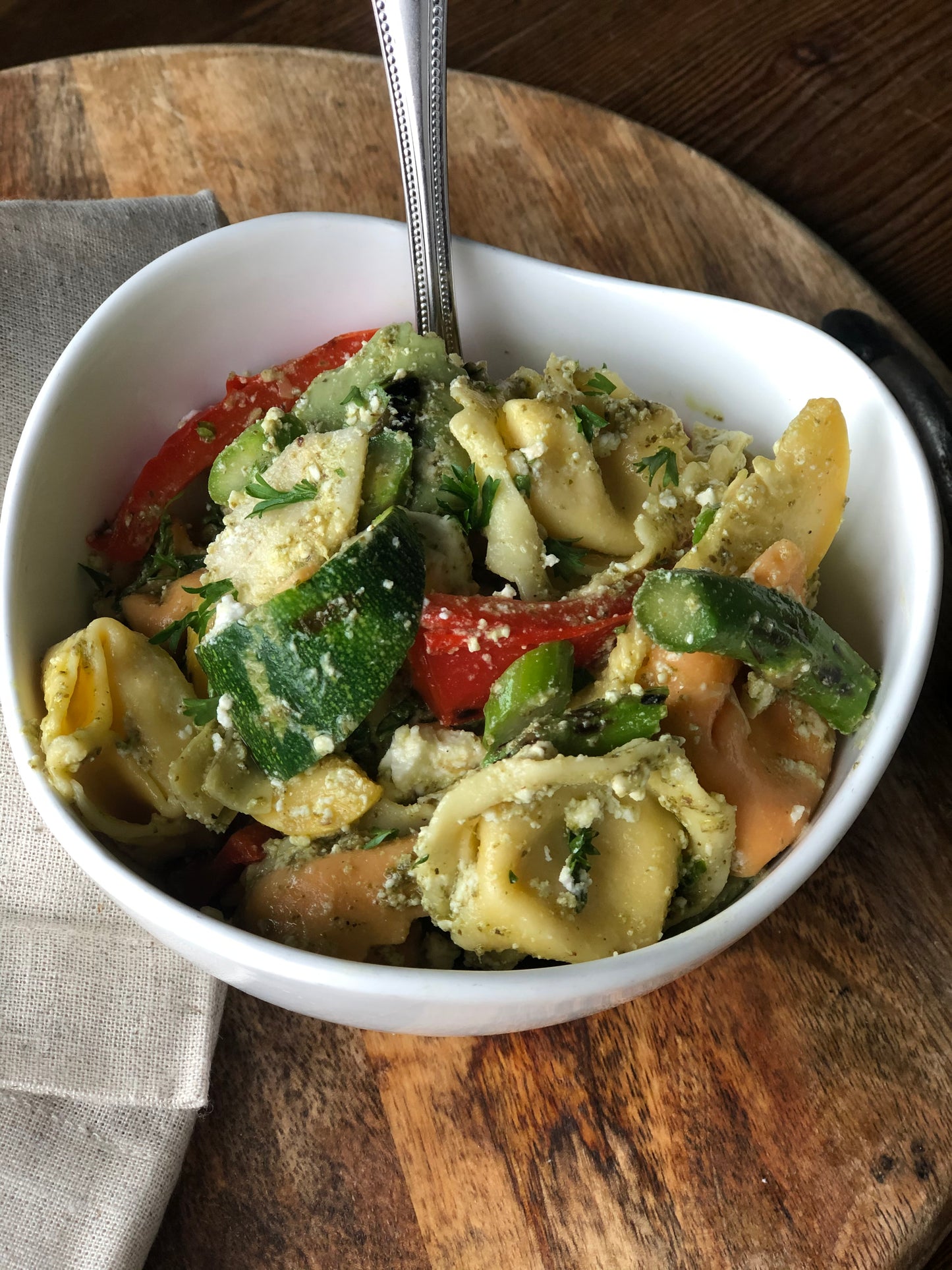 Pesto cheese tortellini salad